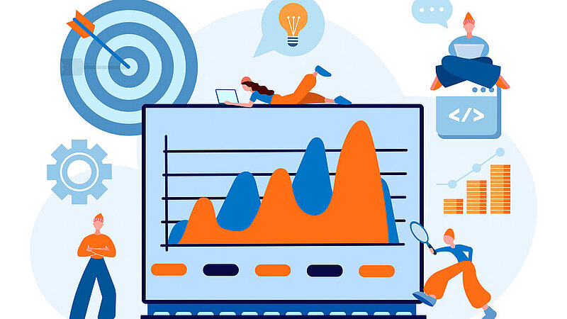 Illustration: Symbolbild für Analyse verschiedener online Daten